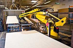 <i>Big Bird</i> – one of the 9 robots currently working the line in the panel manufacturing plant